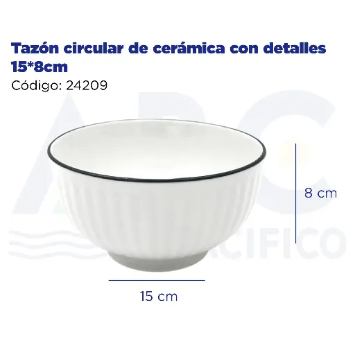 [24209] Tazón circular de cerámica con detalles 15*8cm