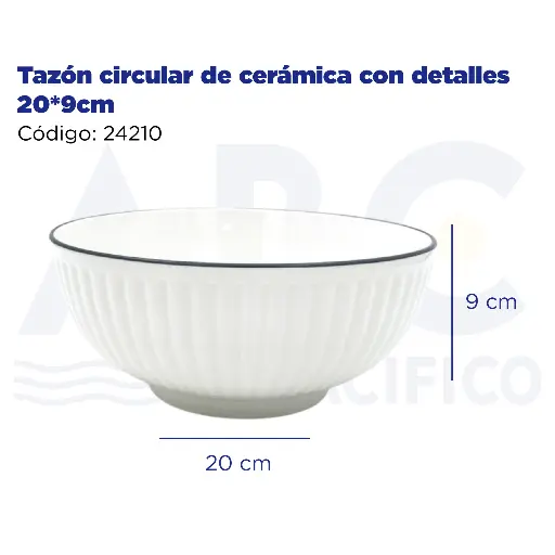 [24210] Tazón circular de cerámica con detalles 20*9cm