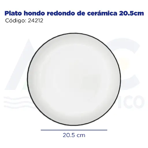 [24212] Plato hondo redondo de cerámica 20.5cm