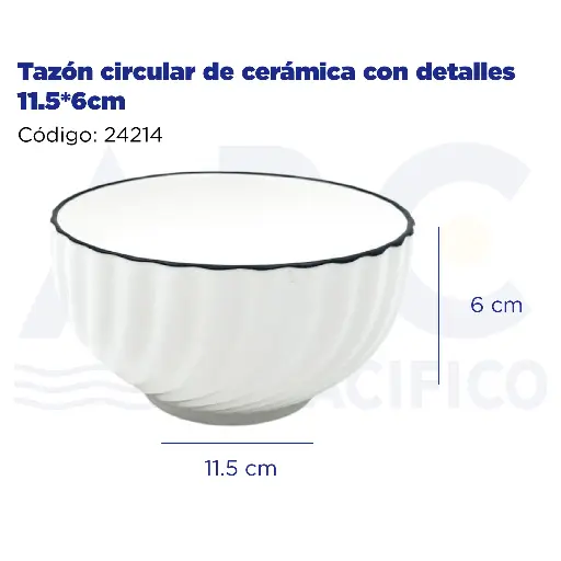 [24214] Tazón circular de cerámica con detalles 11.5*6cm