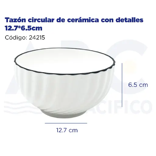 [24215] Tazón circular de cerámica con detalles 12.7*6.5cm