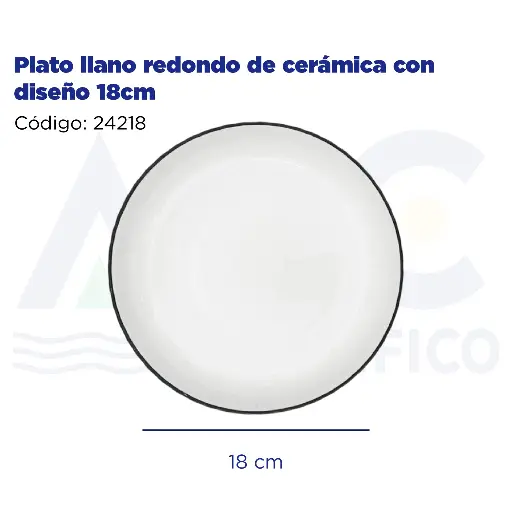 [24218] Plato llano redondo de cerámica con diseño 18cm