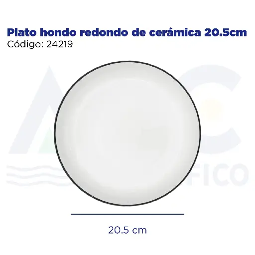 [24219] Plato hondo redondo de cerámica 20.5cm
