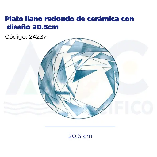 [24237] Plato llano redondo de cerámica con diseño 20.5cm