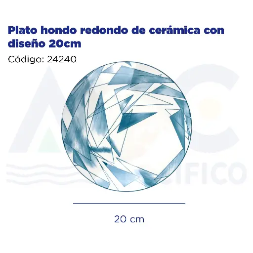 [24240] Plato hondo redondo de cerámica con diseño 20cm