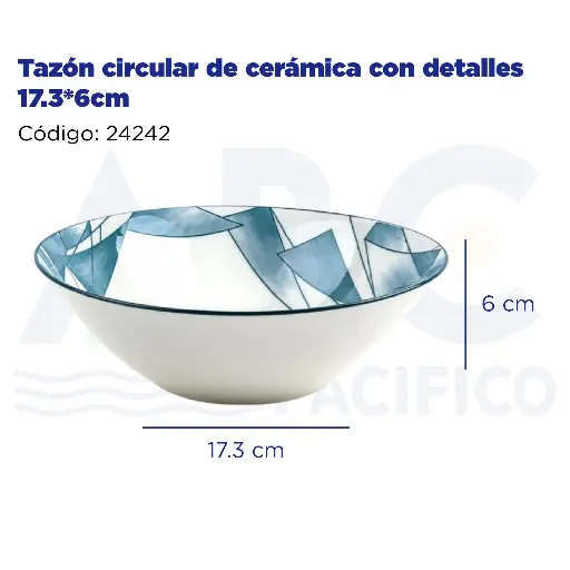 [24242] Tazón circular de cerámica con detalles 17.3*6cm