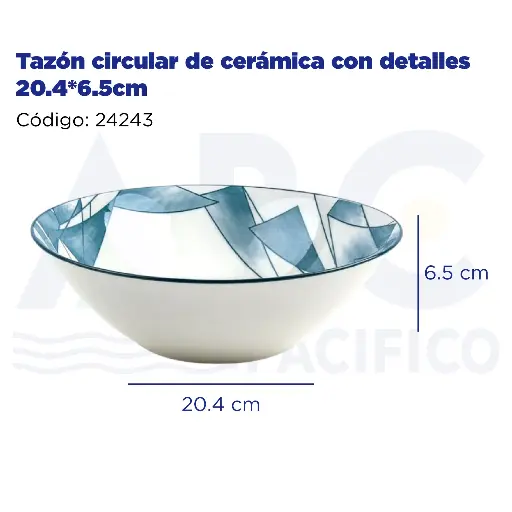[24243] Tazón circular de cerámica con detalles 20.4*6.5cm