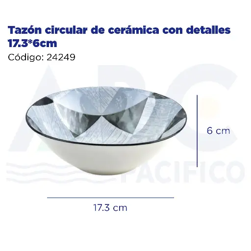 [24249] Tazón circular de cerámica con detalles 17.3*6cm