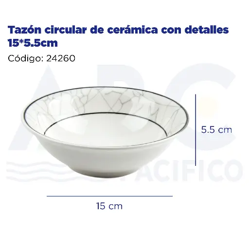 [24260] Tazón circular de cerámica con detalles 15*5.5cm