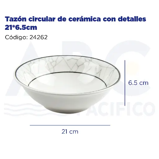 [24262] Tazón circular de cerámica con detalles 21*6.5cm