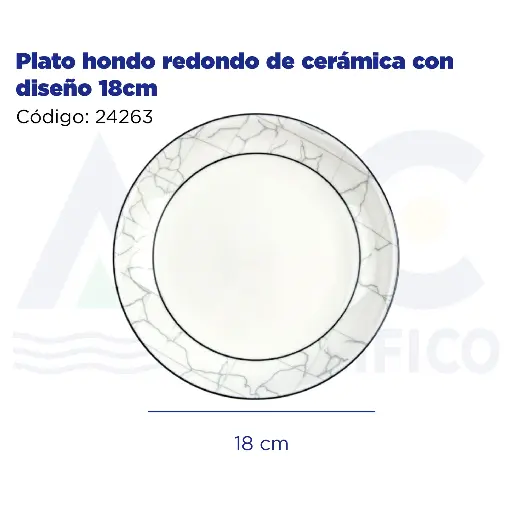 [24263] Plato hondo redondo de cerámica con diseño 18cm