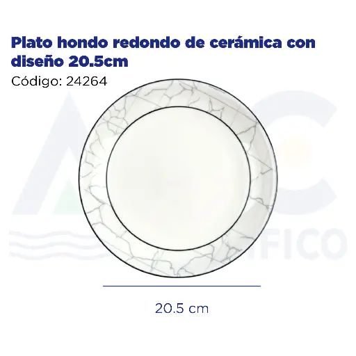 [24264] Plato hondo redondo de cerámica con diseño 20.5cm