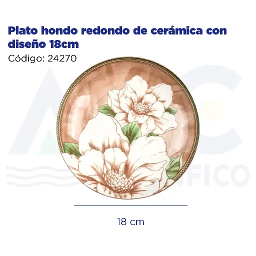 [24270] Plato hondo redondo de cerámica con diseño 18cm