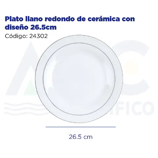 [24302] Plato llano redondo de cerámica con diseño 26.5cm