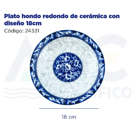 [24331] Plato hondo redondo de cerámica con diseño 18cm
