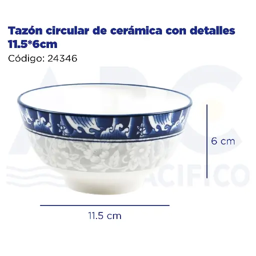 [24346] Tazón circular de cerámica con detalles 11.5*6cm