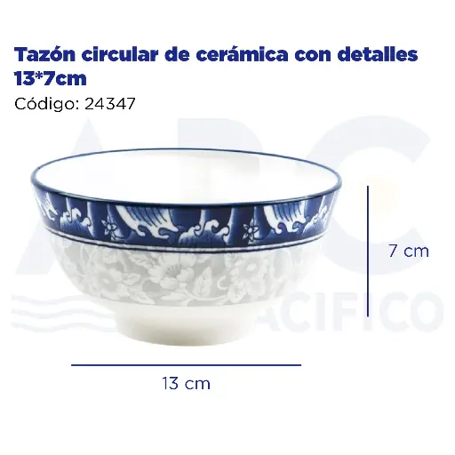 [24347] Tazón circular de cerámica con detalles 13*7cm