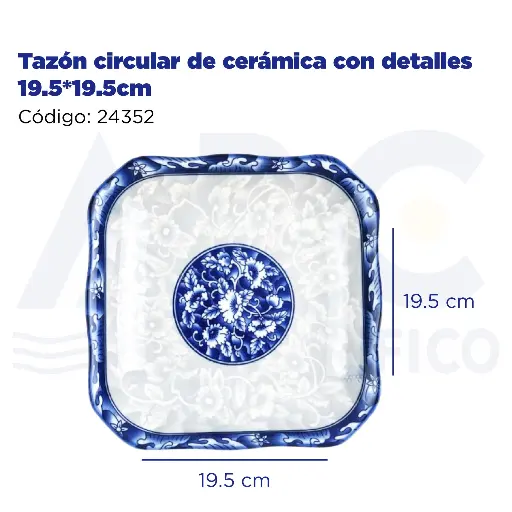 [24352] Tazón circular de cerámica con detalles 19.5*19.5cm