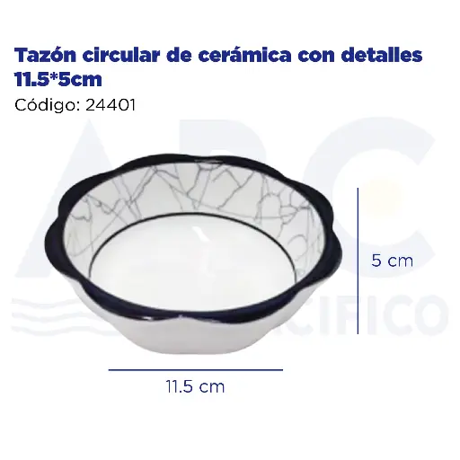 [24401] Tazón circular de cerámica con detalles 11.5*5cm