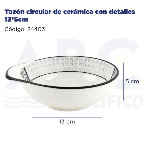 [24403] Tazón circular de cerámica con detalles 13*5cm