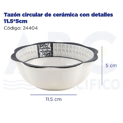 [24404] Tazón circular de cerámica con detalles 11.5*5cm