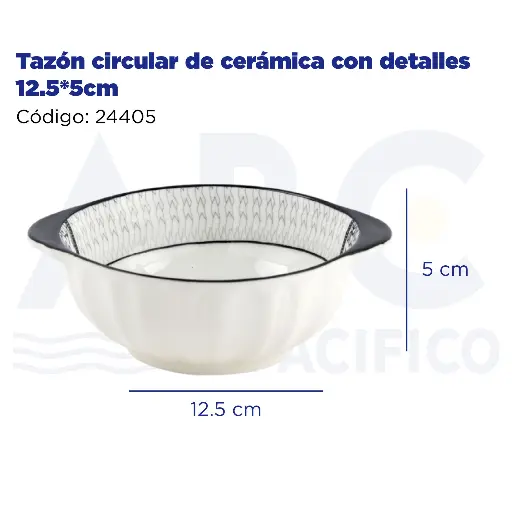 [24405] Tazón circular de cerámica con detalles 12.5*5cm