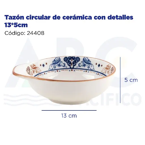 [24408] Tazón circular de cerámica con detalles 13*5cm