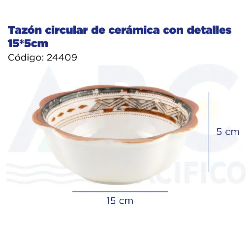 [24409] Tazón circular de cerámica con detalles 15*5cm