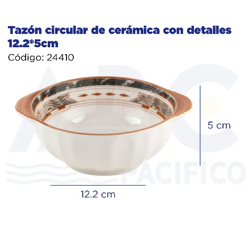 [24410] Tazón circular de cerámica con detalles 12.2*5cm