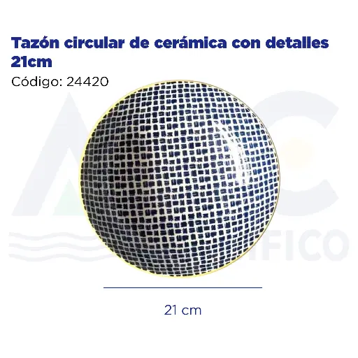 [24420] Tazón circular de cerámica con detalles 21cm