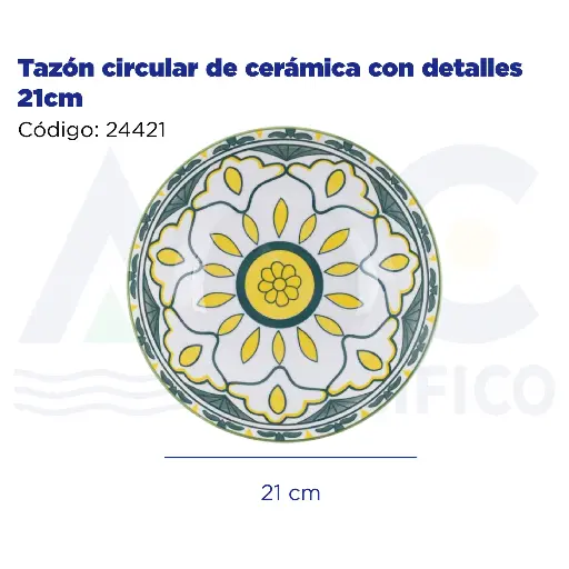 [24421] Tazón circular de cerámica con detalles 21cm