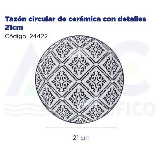 [24422] Tazón circular de cerámica con detalles 21cm