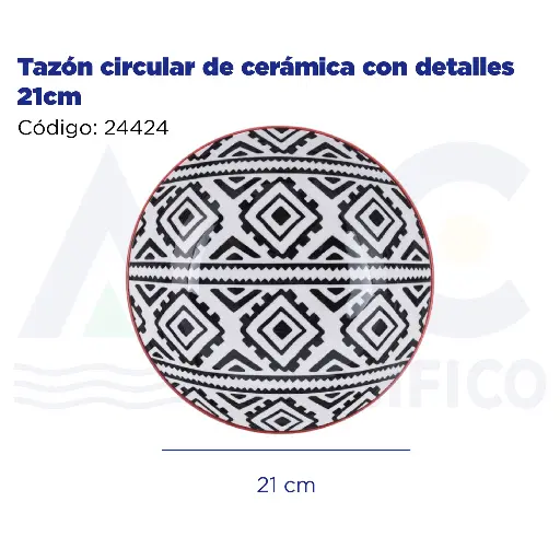 [24424] Tazón circular de cerámica con detalles 21cm