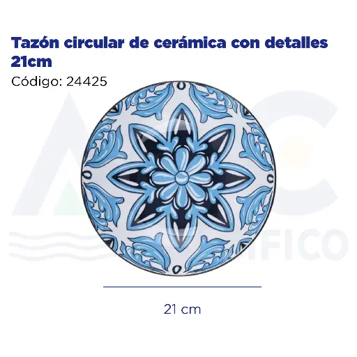 [24425] Tazón circular de cerámica con detalles 21cm