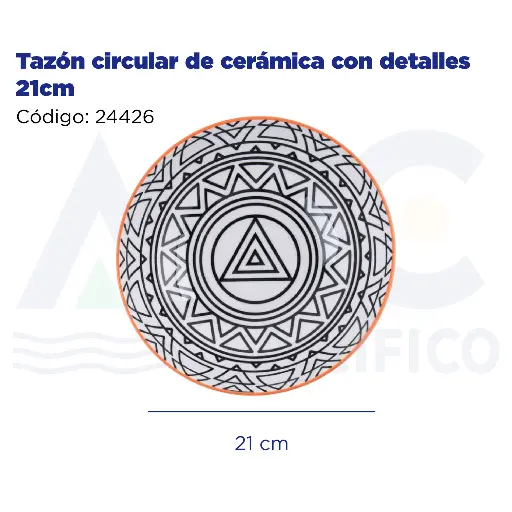 [24426] Tazón circular de cerámica con detalles 21cm