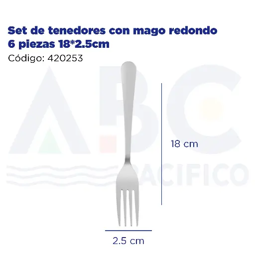 [420253] Set de tenedores con mago redondo 6 piezas 18*2.5cm