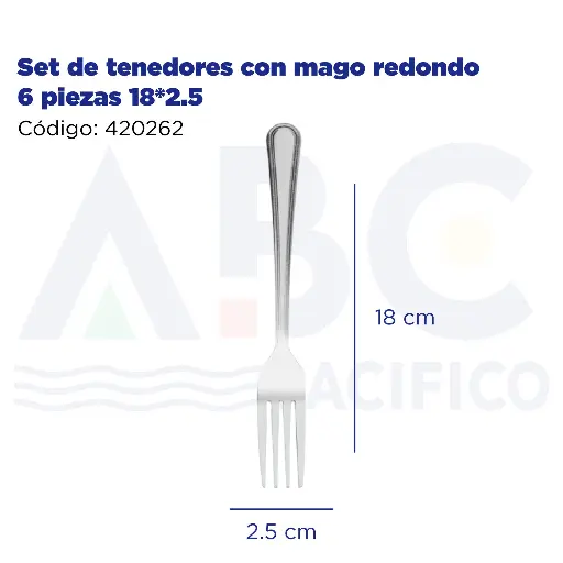 [420262] Set de tenedores con mago redondo 6 piezas 18*2.5