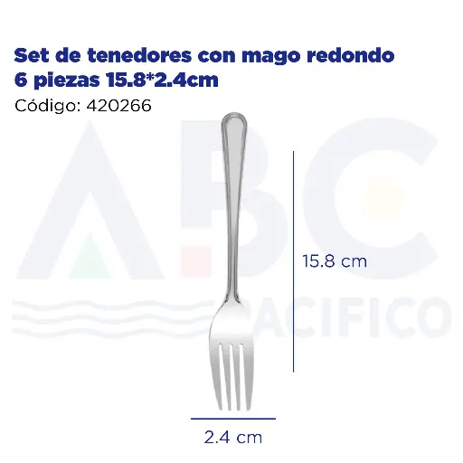 [420266] Set de tenedores con mago redondo 6 piezas 15.8*2.4cm