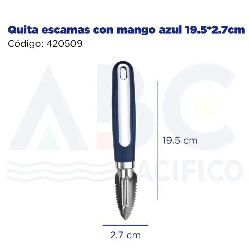 [420509] Quita escamas con mango azul 19.5*2.7cm