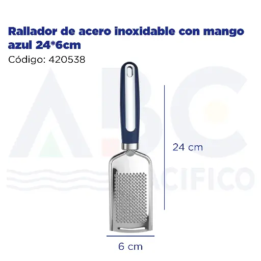 [420538] Rallador de acero inoxidable con mango azul 24*6cm