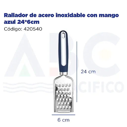 [420540] Rallador de acero inoxidable con mango azul 24*6cm