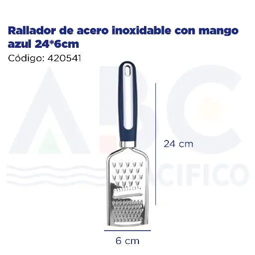 [420541] Rallador de acero inoxidable con mango azul 24*6cm