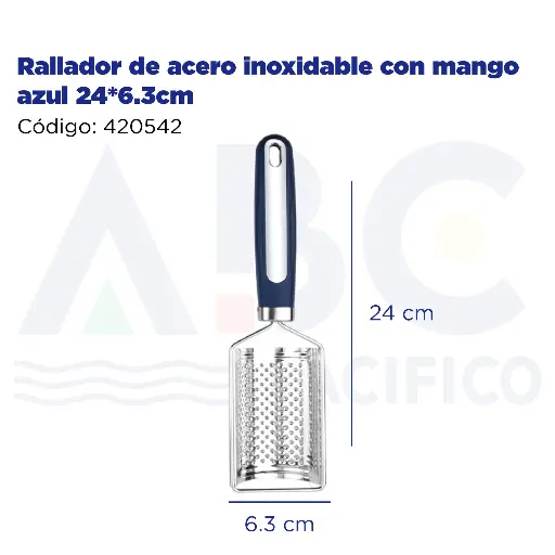 [420542] Rallador de acero inoxidable con mango azul 24*6.3cm