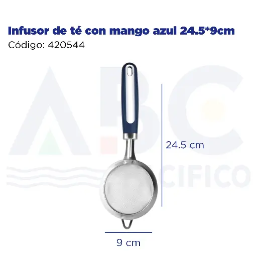 [420544] Infusor de té con mango azul 24.5*9cm