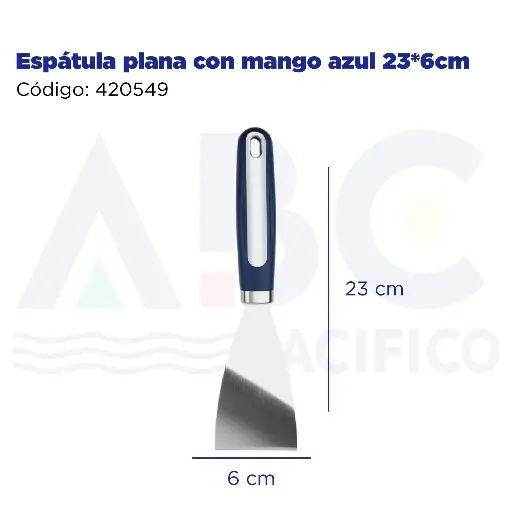 [420549] Espátula plana con mango azul 23*6cm