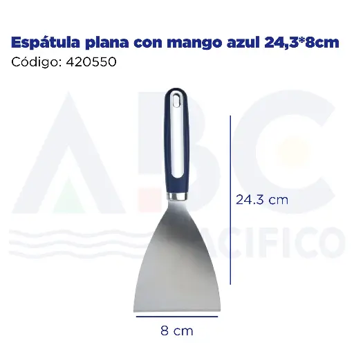 [420550] Espátula plana con mango azul 24,3*8cm