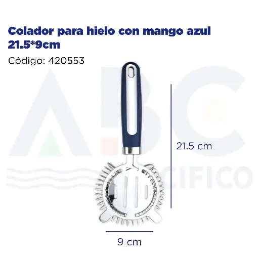 [420553] Colador para hielo con mango azul 21.5*9cm