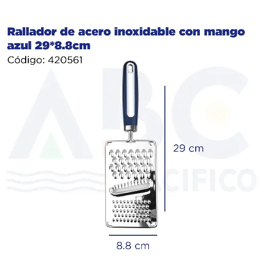 [420561] Rallador de acero inoxidable con mango azul 29*8.8cm