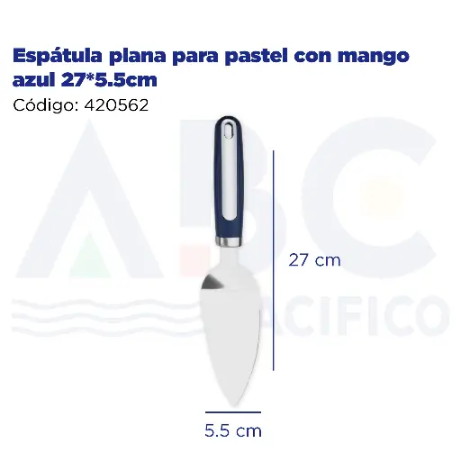[420562] Espátula plana para pastel con mango azul 27*5.5cm