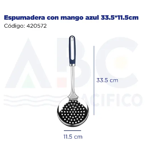 [420572] Espumadera con mango azul 33.5*11.5cm